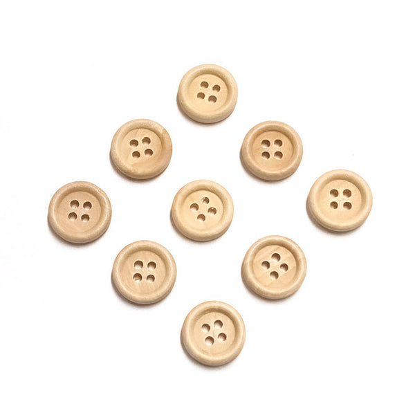 Botão em madeira natural