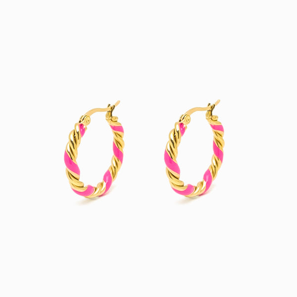 BRINCOS ARGOLA TORCIDOS COM ESMALTE