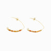 Brincos com Pedra Facetada Laranja - Aço Inox Dourado