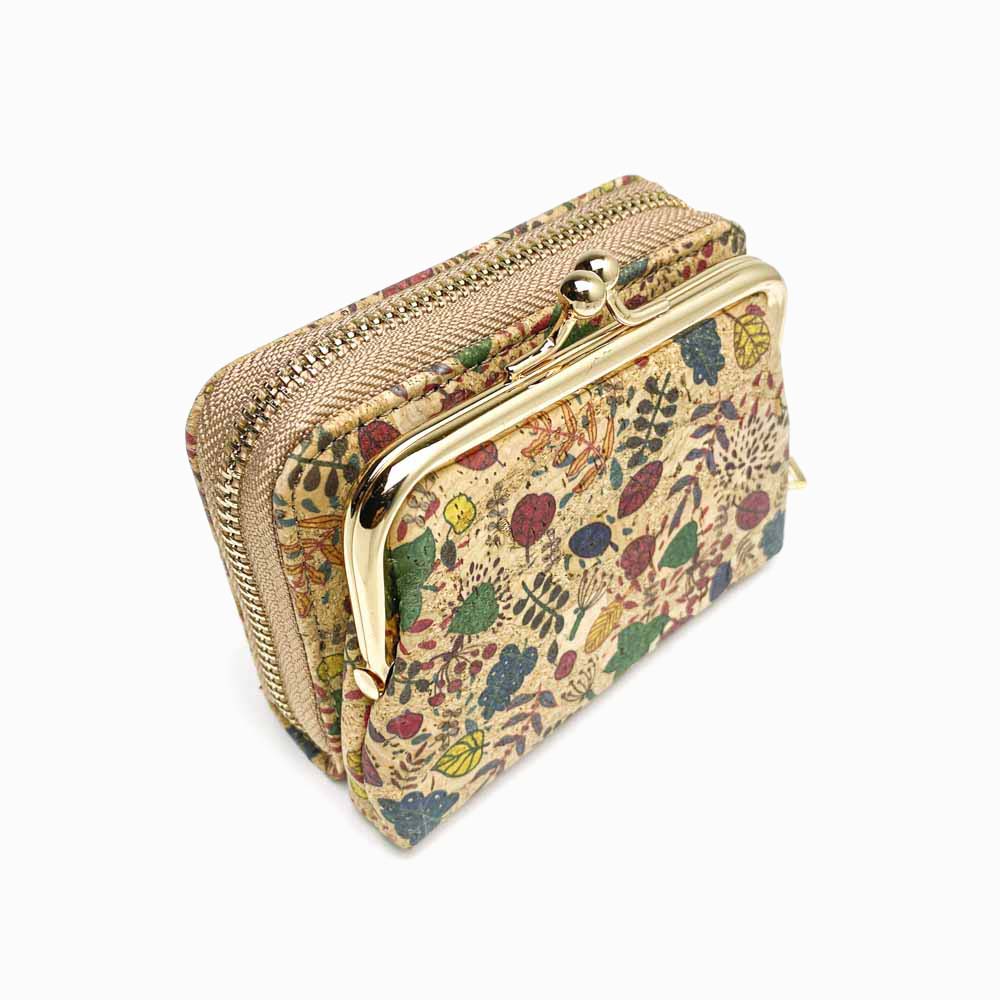 porta moedas/cartões de cortiça estampada