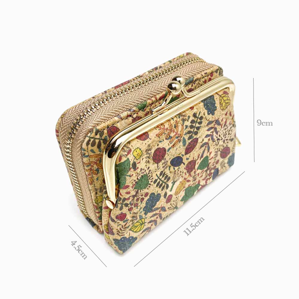 porta moedas/cartões de cortiça estampada