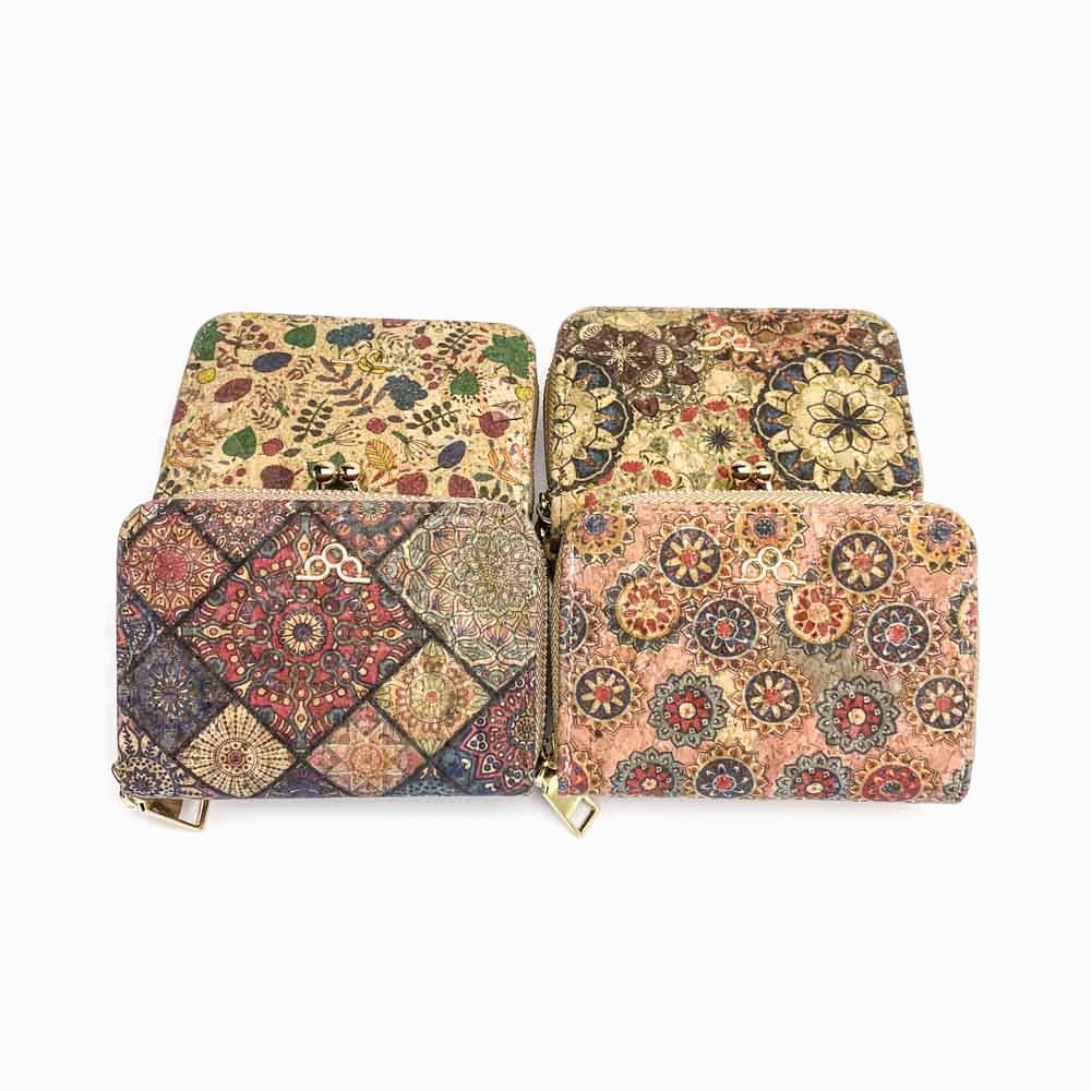 porta moedas/cartões de cortiça estampada