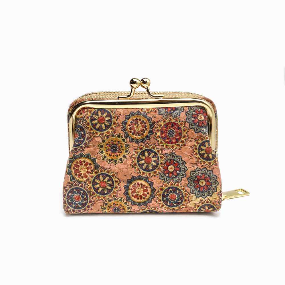 porta moedas/cartões de cortiça estampada