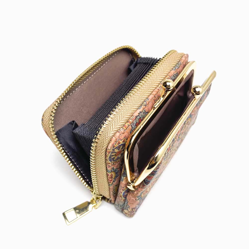 porta moedas/cartões de cortiça estampada