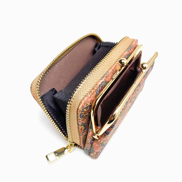 porta moedas/cartões de cortiça estampada