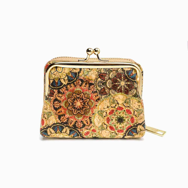 porta moedas/cartões de cortiça estampada