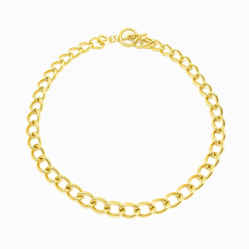 Colar aço inox dourado grosso para homem