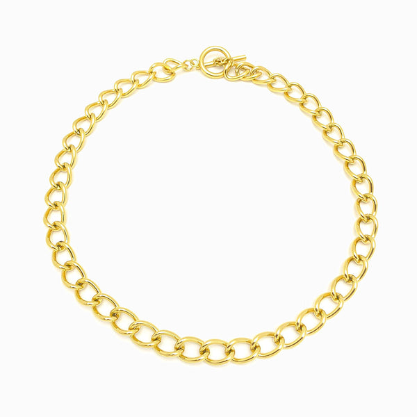 Colar aço inox dourado grosso para homem