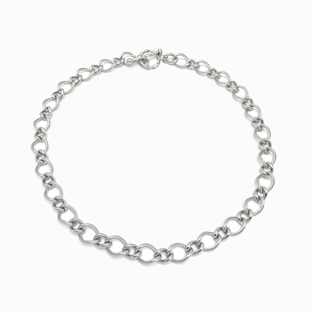 Colar aço inox prateado grosso para homem