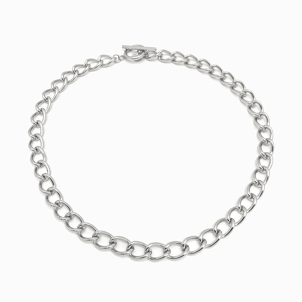 Colar aço inox prateado grosso para homem