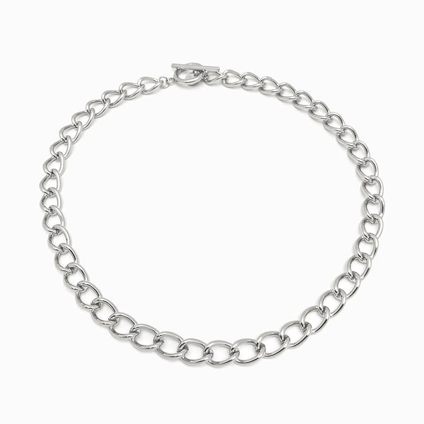 Colar aço inox prateado grosso para homem