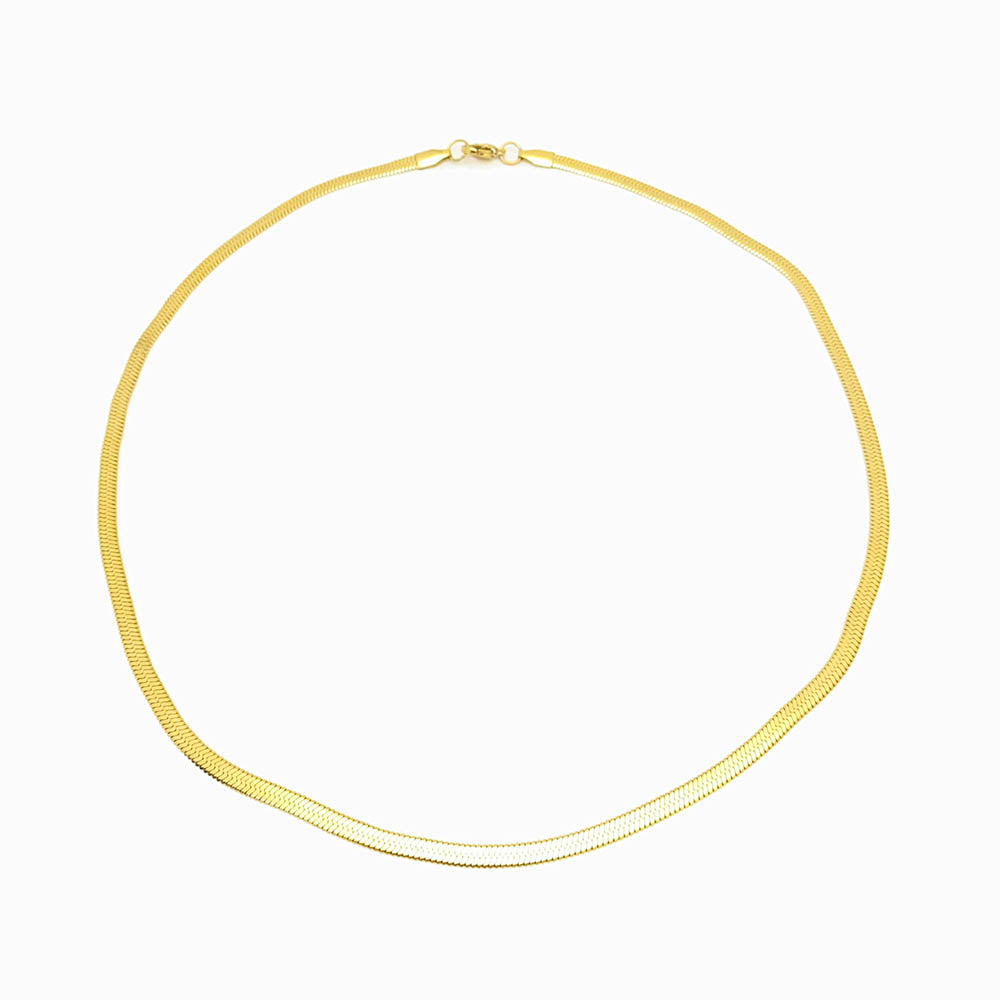 Colar aço inox dourado malha snake para homem