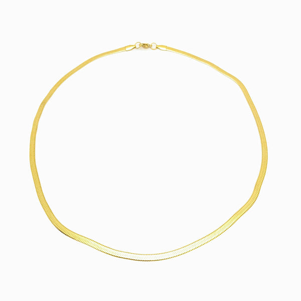 Colar aço inox dourado malha snake para homem