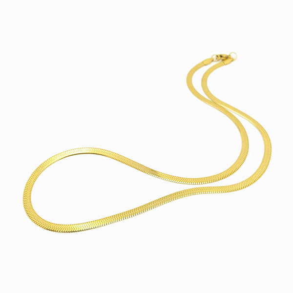 Colar aço inox dourado malha snake para homem