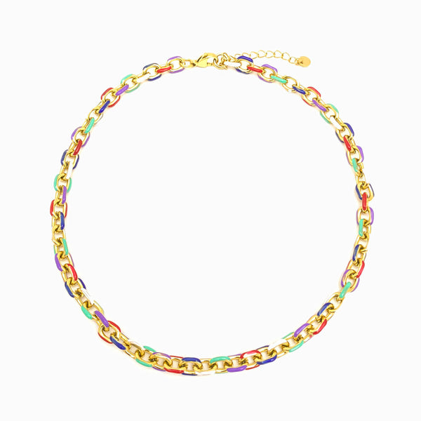 Colar Aço Inox com Esmalte