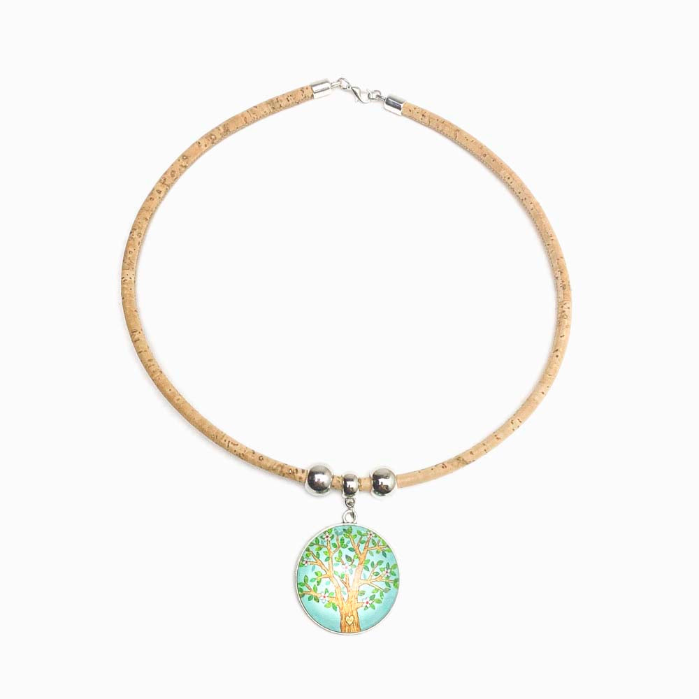 COLAR DE CORTIÇA COM MANDALA ÁRVORE DA VIDA 3