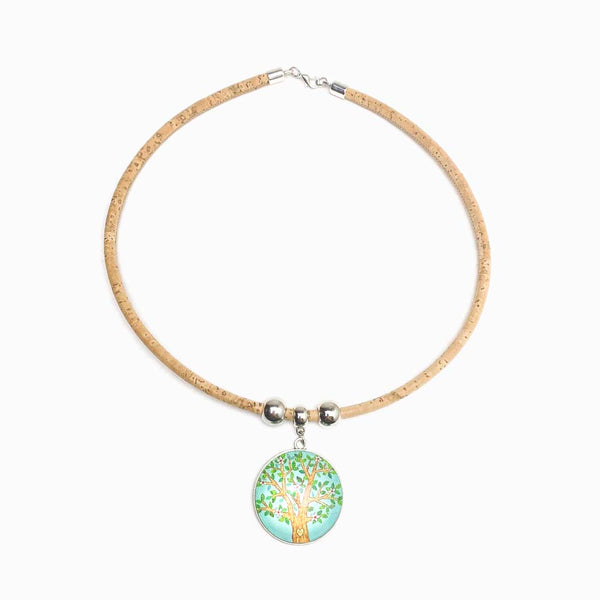 COLAR DE CORTIÇA COM MANDALA ÁRVORE DA VIDA 3