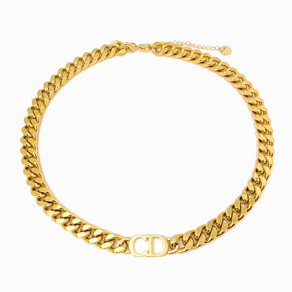 Colar aço inox dourado grosso para homem