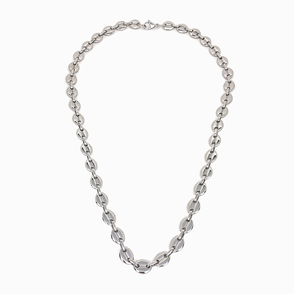 Colar aço inox prateado grosso para homem