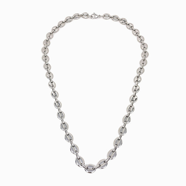 Colar aço inox prateado grosso para homem