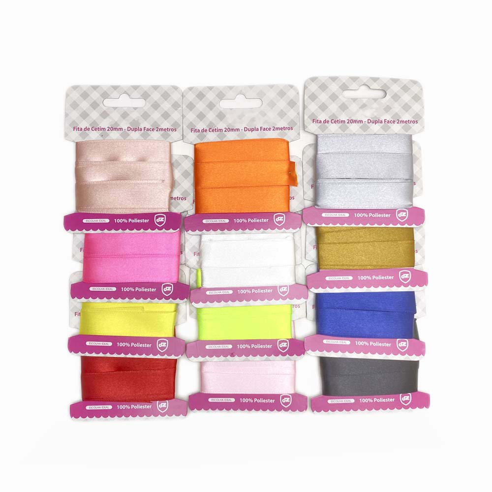 conjunto 12 peças fita de cetim dupla face 20mm