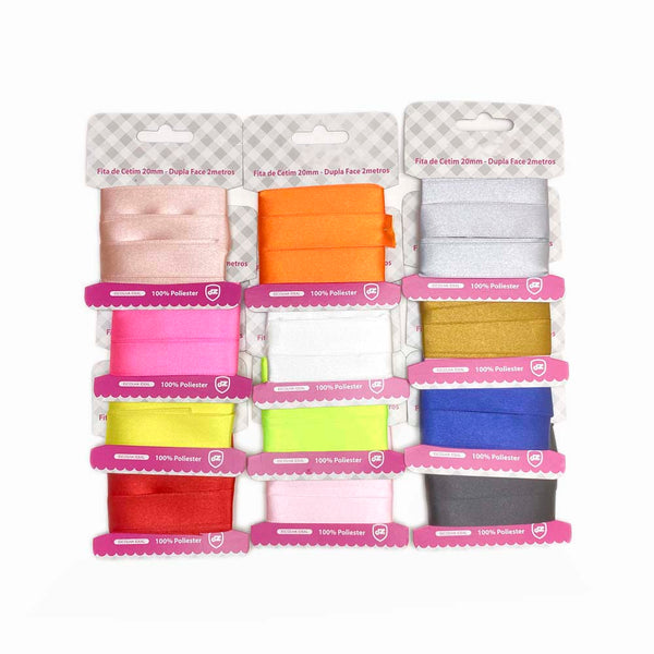 conjunto 12 peças fita de cetim dupla face 20mm