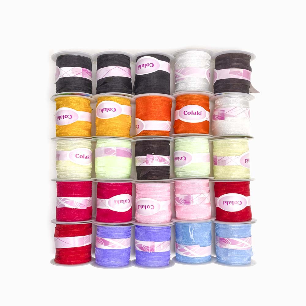 conjunto 25 rolos fita de organza 20mm