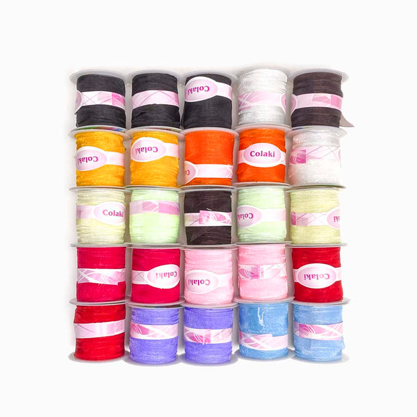 conjunto 25 rolos fita de organza 20mm