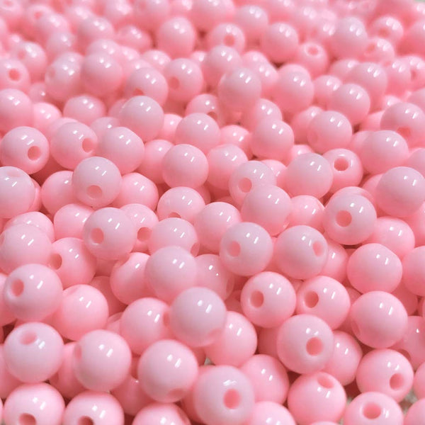 Contas acrílicas 6mm rosa bebé