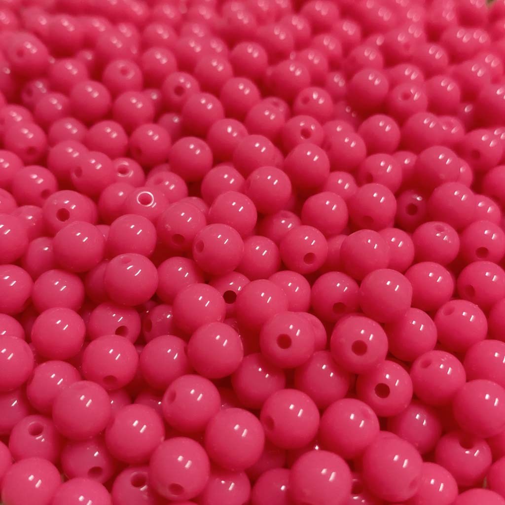 Contas acrílicas 6mm rosa forte