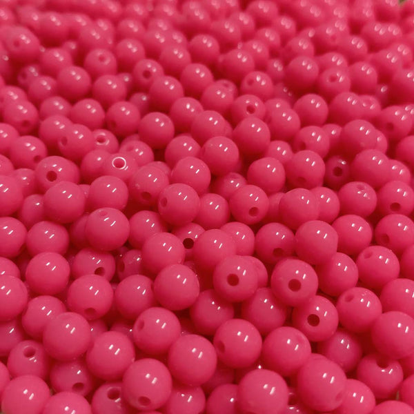 Contas acrílicas 6mm rosa forte