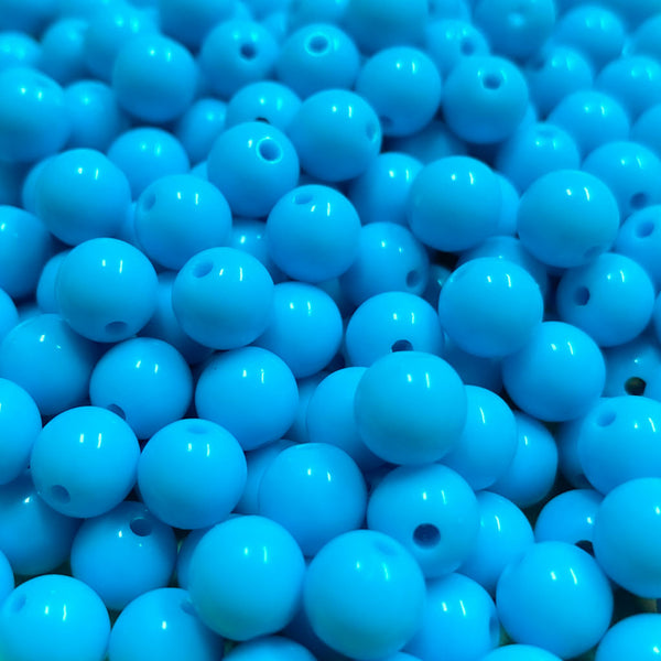 Contas acrílicas 10mm azul celeste