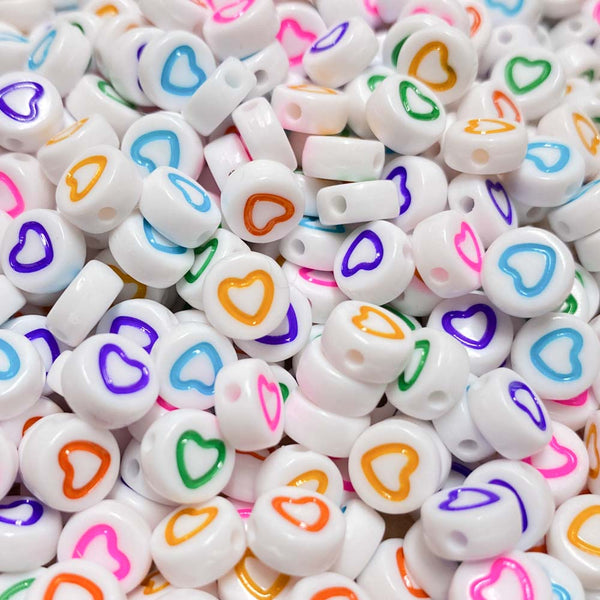 Contas acrílicas com coração