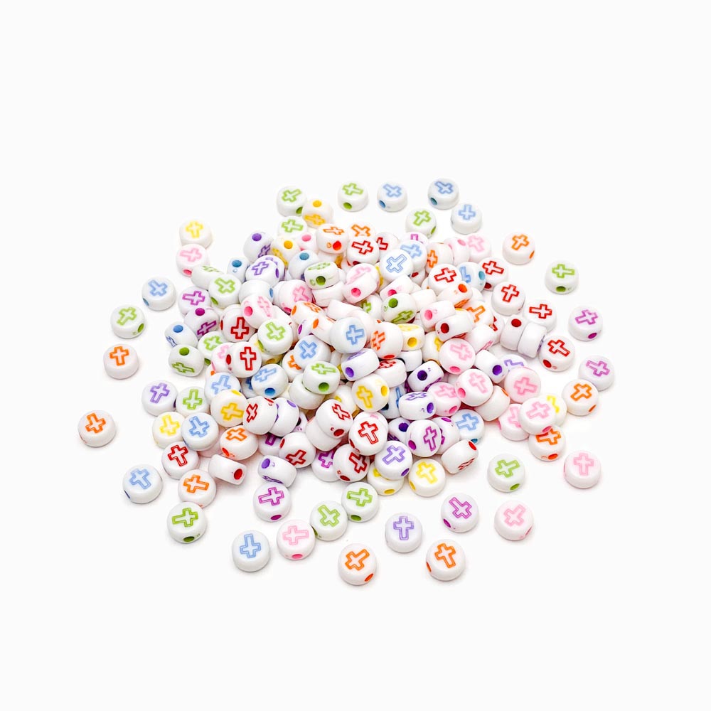 Contas acrílicas com cruz