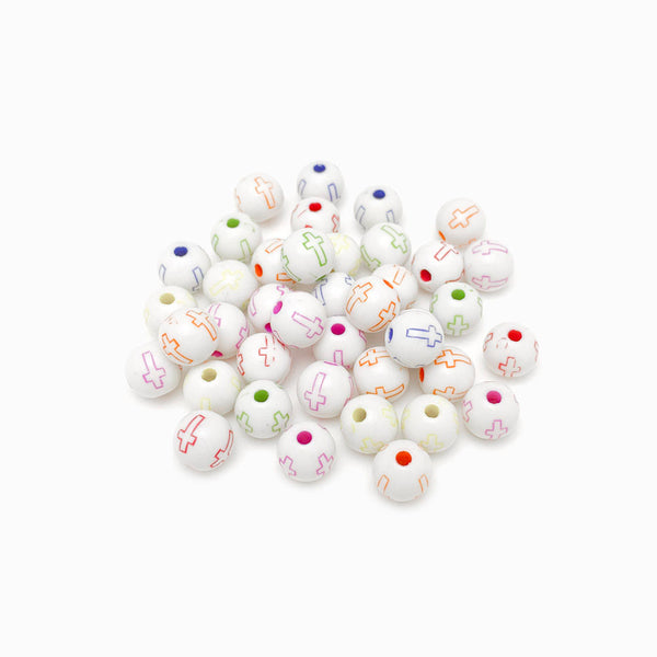 Contas acrílicas com cruz