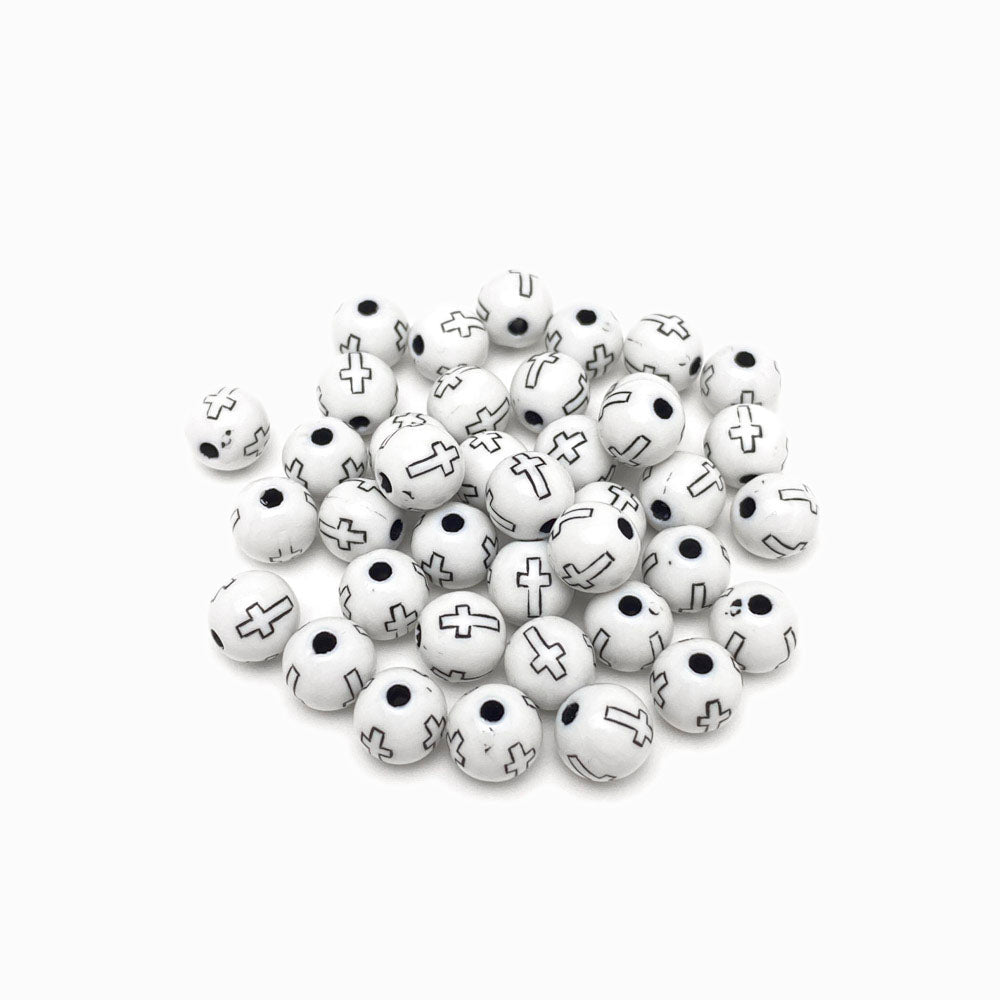 Contas acrílicas com cruz