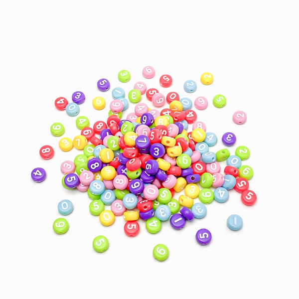 Contas acrílicas com números