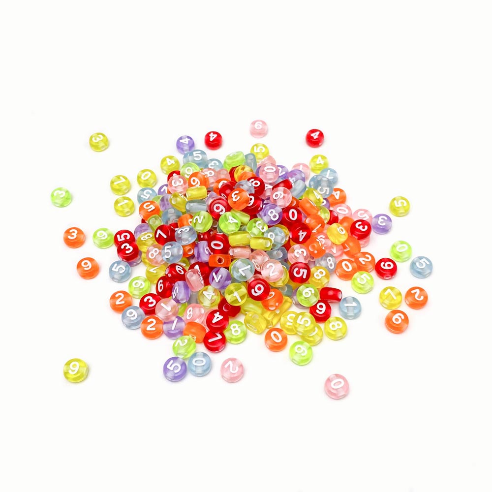 Contas acrílicas com números