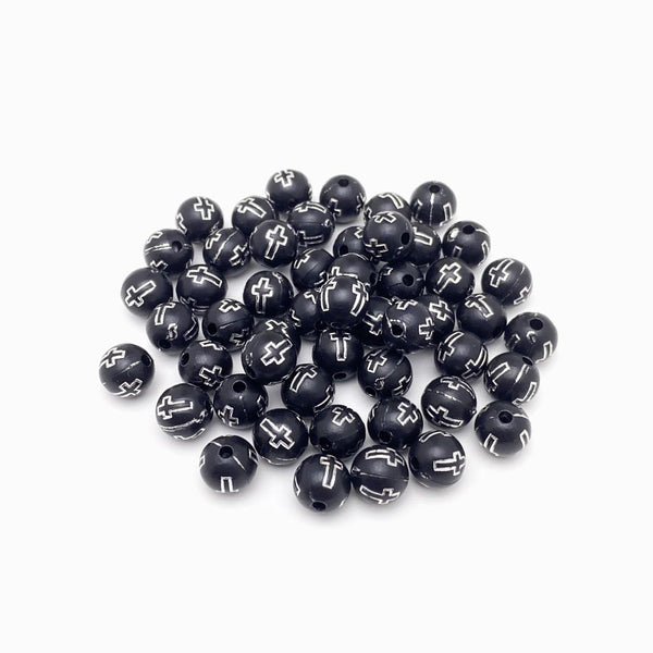 Contas acrílicas com cruz