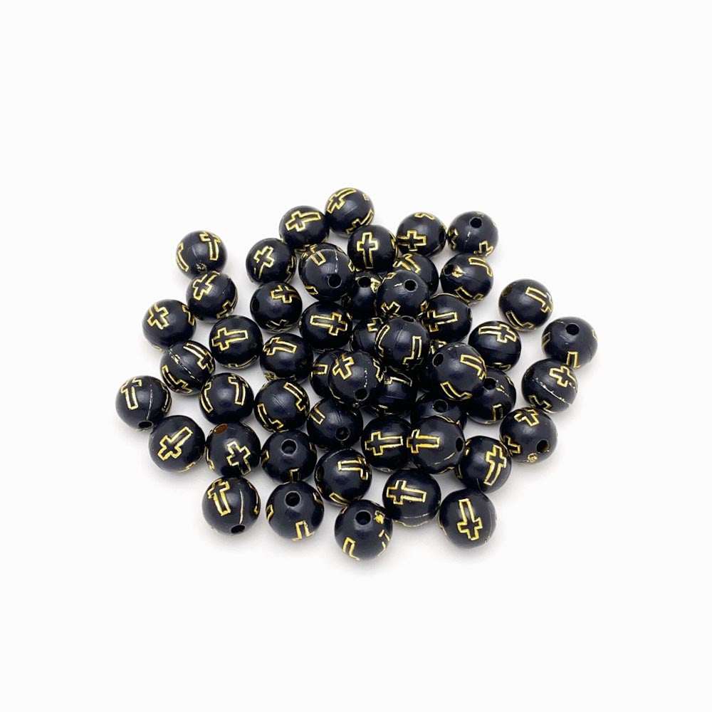 Contas acrílicas com cruz