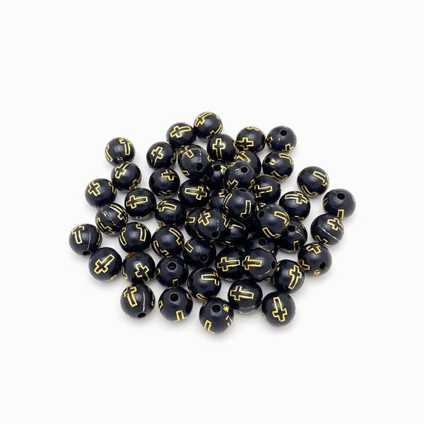 Contas acrílicas com cruz