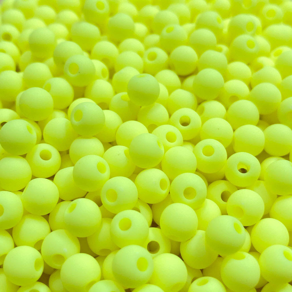Contas acrílicas fosca 6mm amarelo fluorescente