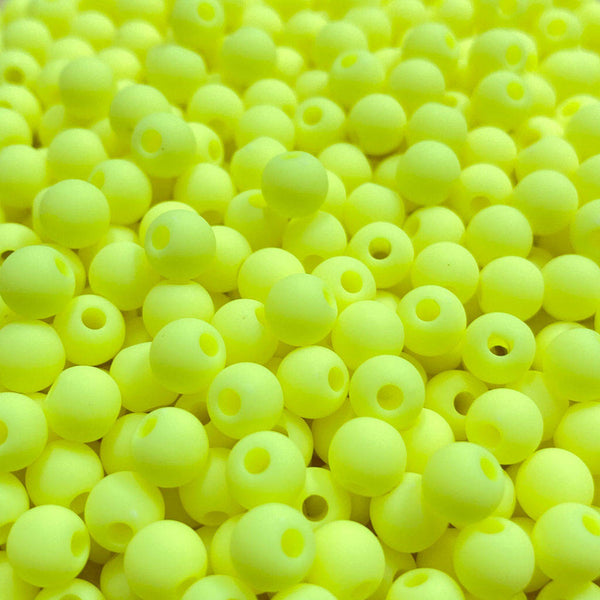 Contas acrílicas fosca 6mm amarelo fluorescente