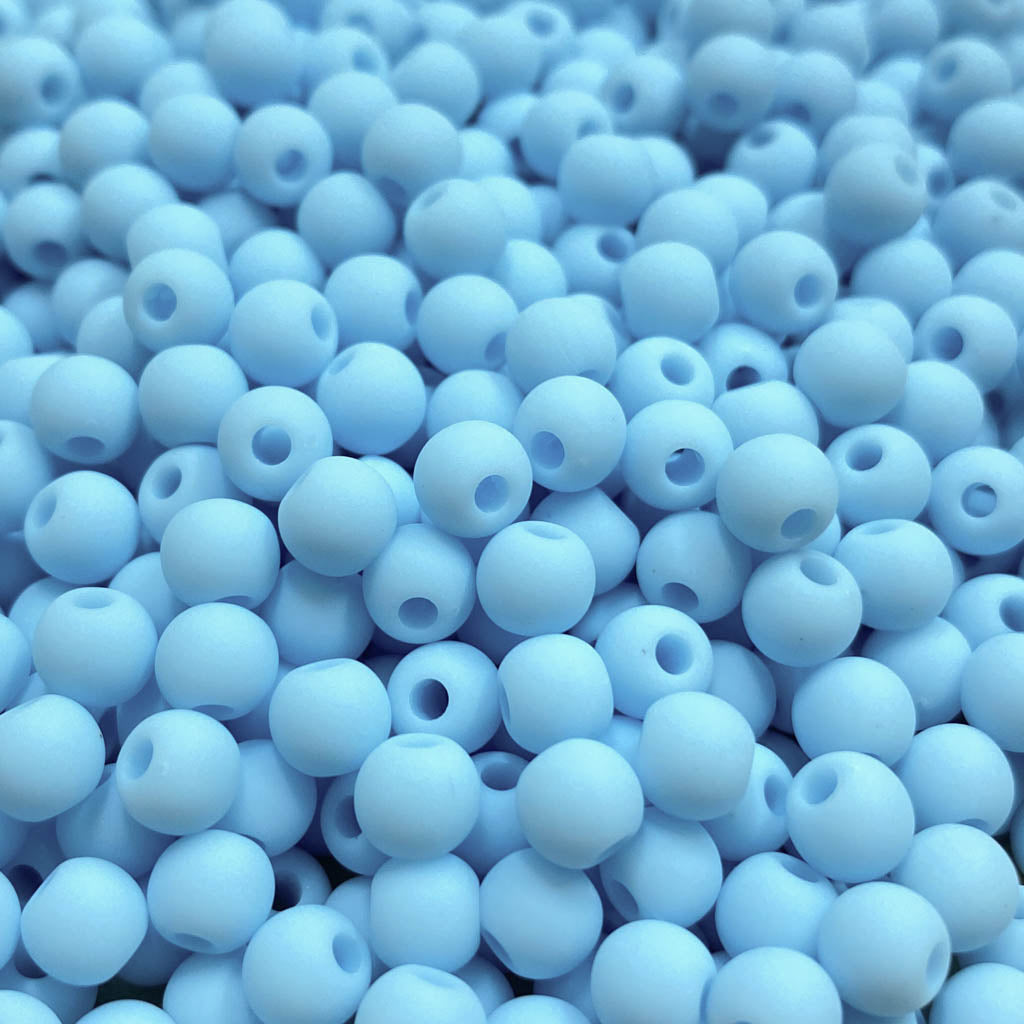 Contas acrílicas fosca 6mm azul bebé