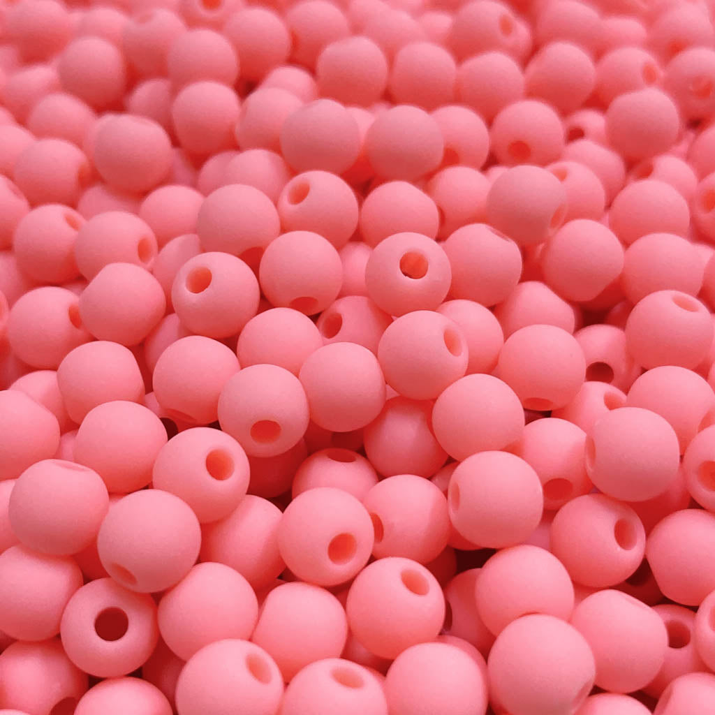 Contas acrílicas fosca 6mm rosa