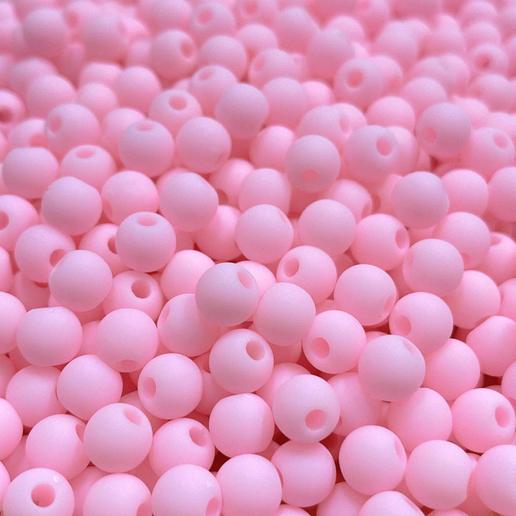 Contas acrílicas fosca 6mm rosa bebé