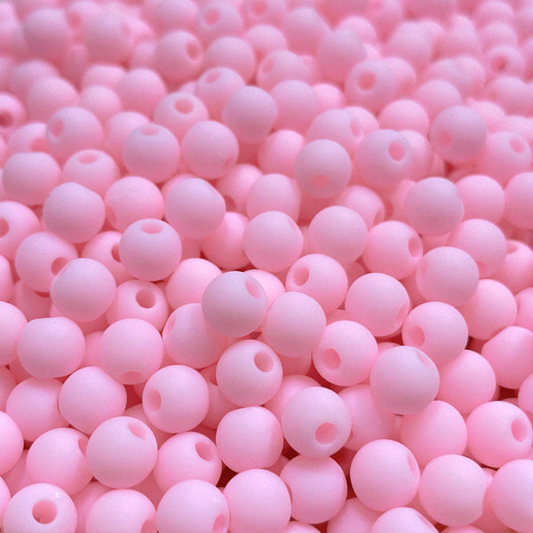 Contas acrílicas fosca 6mm rosa bebé