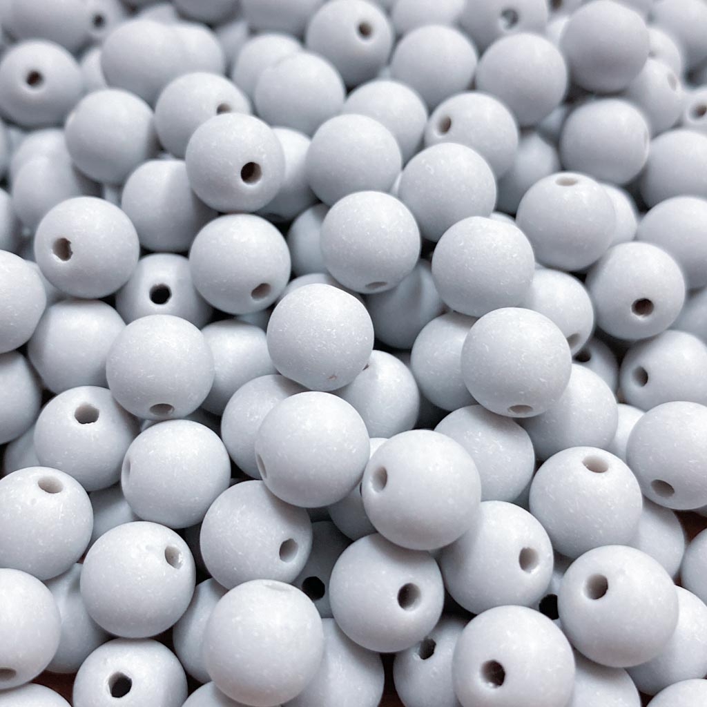 Contas acrílicas fosca 8mm cinza