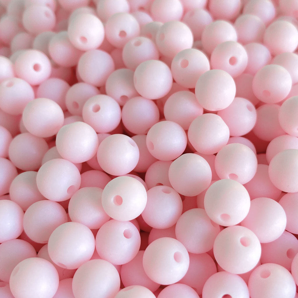 Contas acrílicas fosca 8mm rosa bebé