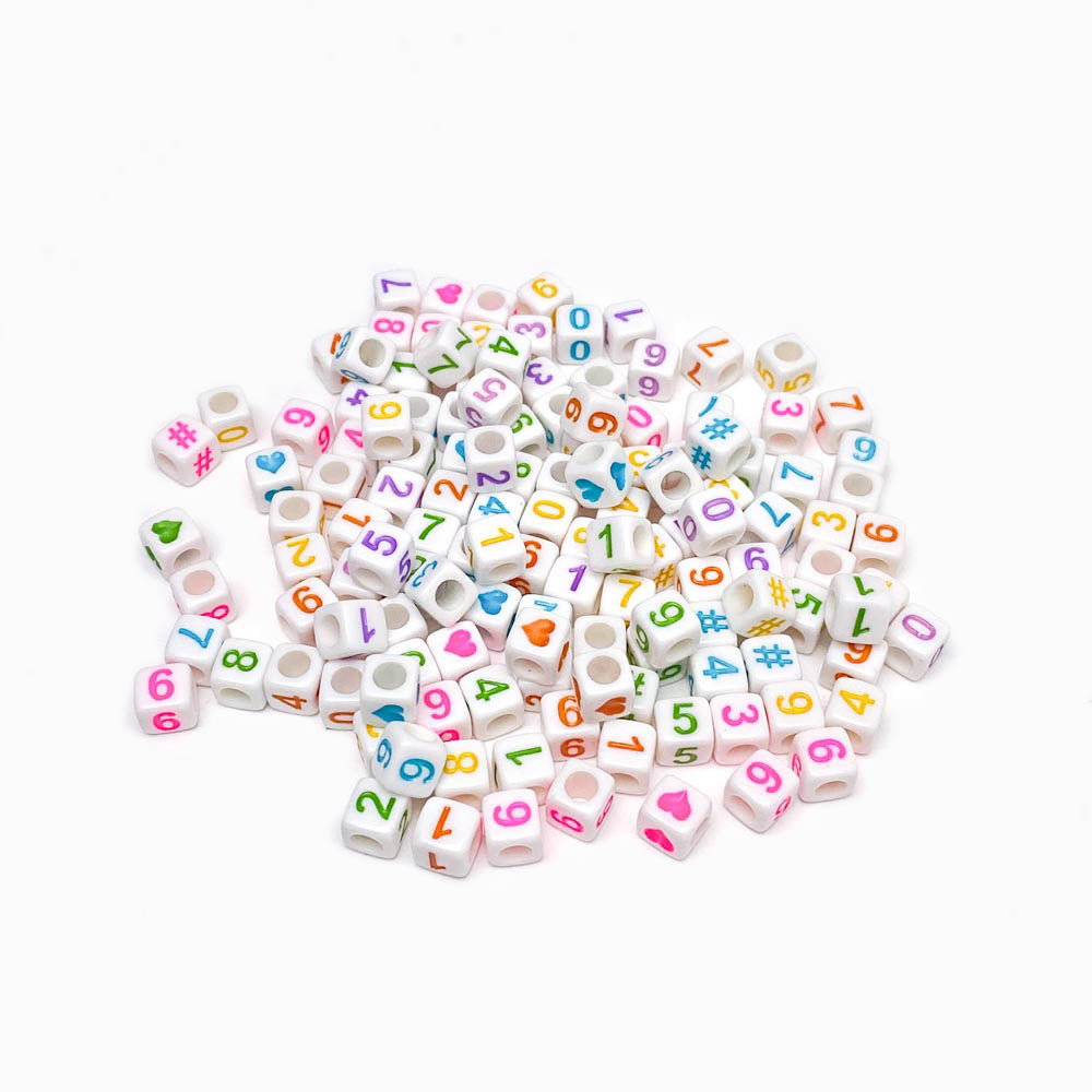 Contas acrílicas com números